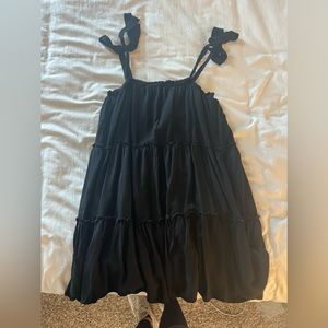 black ruffled dress